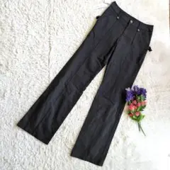 【新品タグ付】Qumun :【麻 コットン混】ブラックパンツ