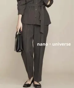 ナノ・ユニバース◆暖◆微起毛NUWONDERピンタックイージーパンツ◆ブラウンM
