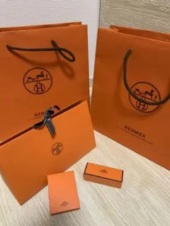HERMES オレンジショップ袋2点・ボックスセット