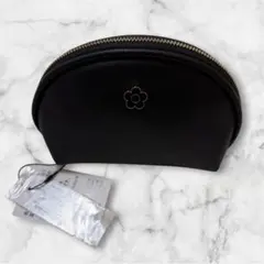 マリークワント MARY QUANT ラウンドポーチ 合皮 マットブラック