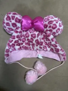 10/17値下げ【美品】ディズニー/ファンキャップ(ミニーヒョウ柄ピンク)