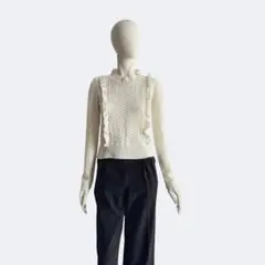 Rene ルネ フリルケーブルニットトップス ウール混 アイボリー セーター