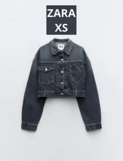 ZARA クロップドデニムジャケット　ハート　ザラ　Gジャン
