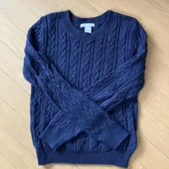H &M ネイビー ケーブルニットセーター XS