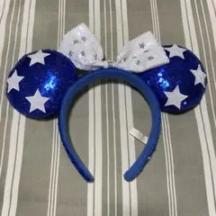 ディズニー カチューシャ 青 スパンコール 星柄