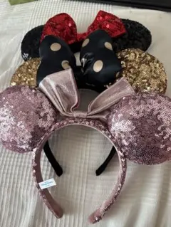 ミニーマウス風のスパンコールカチューシャ3個セット