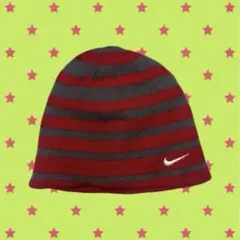★NIKE★ 古着 Y2K ニット帽 ビーニー リバーシブル レッド グレー
