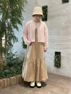 ehka sopo エヘカソポ　裾バルーンジャンパースカート　モカベージュ　F