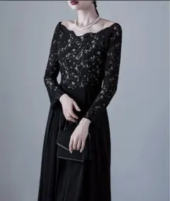 etoll. バレエネックスカラップレースパーティードレス