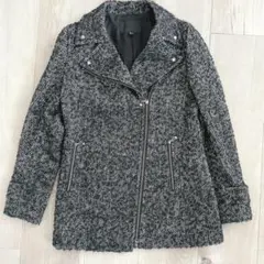 ICB 裏地付き　ヘリンボーン　ジャケット　コート　ジッパー　カイジュアル　４