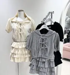 Bubbles ジャガードリボンパーカー グレー F