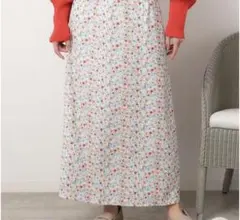 【新品・未使用】オペークドットクリップ 花柄ロングスカート M