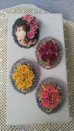 #昭和レトロ ブローチ(パンフラワー)(バラ)