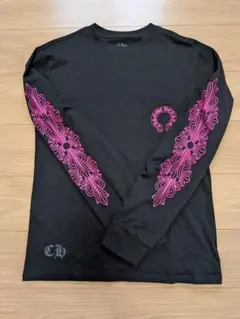 クロムハーツ ネックロゴ ラグラン ロンT 赤 黒 L クリーニング済