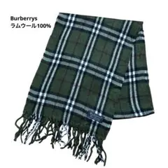 Burberrysラムウール100% マフラー ノバチェック柄グリーン系 英国製