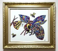 【F10号】ジミー大西（蜂）手描き/表裏サイン有り/油彩/絵画/高級額縁入りのサムネイル