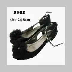 axes ブラック　セパレートパンプス　アンクルストラップ　7cmヒール　L