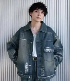 【Mサイズ】定価9900円！　Spielio 箔プリントデニムジャケット