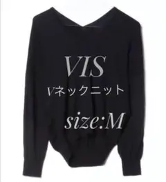 【USED】VIS　ビス　 Vネックセーター　M　ブラック　レーヨン