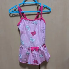 ワンピース水着 110cm ピンク リボン柄