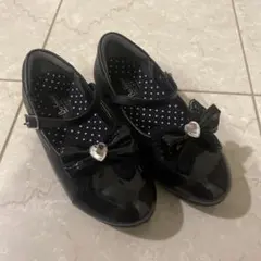 ブラック フォーマルシューズ リボン付き20.5センチ