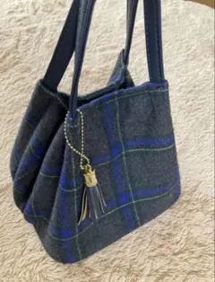 any Siエニスィス　トートバッグ　グレー青 チェック