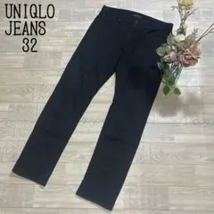 【ユニクロ UNIQLO】メンズ　セルビッジレギュラーフィットジーンズ　黒32