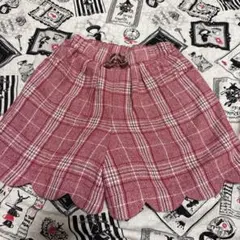 Love&ピース　赤と白のチェック柄ハーフパンツ 120