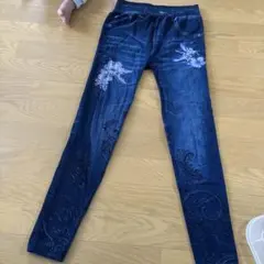 ダークブルーデニム風レギンスパンツ