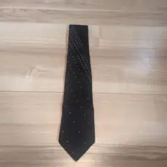 DKNY シルク100% ネクタイ 黒 水玉模様