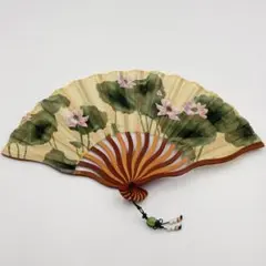 蓮の花　花柄　センス　扇子　ケース付き　ヴィンテージ　レトロ　和装 和柄