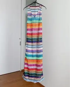 マルチカラークロシェ編みワンピース　着画　ジャンティーク
