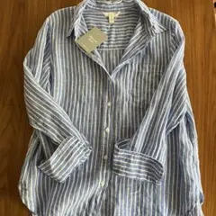 H&M□リネン ストライプ 長袖シャツ 160/88A