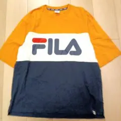 FILA ロゴ Tシャツ オレンジ/ネイビーOサイズ2195番