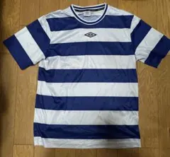 umbro ストライプシャツ Lサイズ 白/青