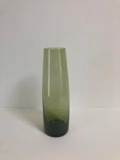 グリーン ガラス フラワーベース 花瓶 花器 レトロ ヴィンテージ