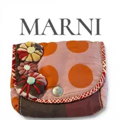 希少 MARNI マルニ 立体フラワー装飾 ドット柄 ミニバッグ ポーチ レトロのサムネイル