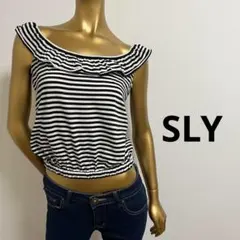 【1858】SLY ショート丈 オフショル ボーダー トップス F