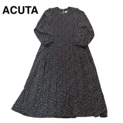 未使用　ACUTA プリーツワンピース　黒　白　フリーサイズのサムネイル