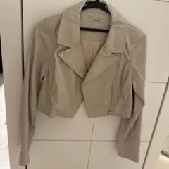 リップサービス ベージュ レザー ライダースジャケット クロップド