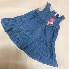 デニムジャンパースカート GAP 花　フリル　80