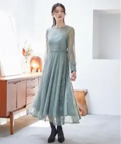 2wayバックリボン総レースドレス ワンピース