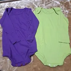 紫と緑の長袖ボディスーツ2点セット