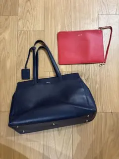 アニエスベー トートバッグ レザー　ネイビー