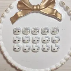 キティちゃん 水色 ラメ ネイルパーツ 15個セット
