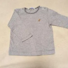 familiar 長袖Tシャツ 80サイズ グレー・ストライプ