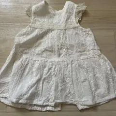 ホワイトフラワー刺繍ワンピース 50〜80cm