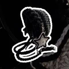 星付きボンネット　ヘッドドレス　バラクラバ　ボーダー　グランジ　ブラック＆グレー