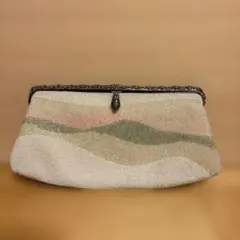 総ビーズ刺繍 クラッチバッグ　がま口ビーズバッグ　パーティーバッグ　和装かばん