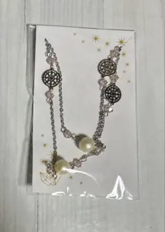 KN-ネックレス コットンパール ビジュー シルバーカラー ネックレス
